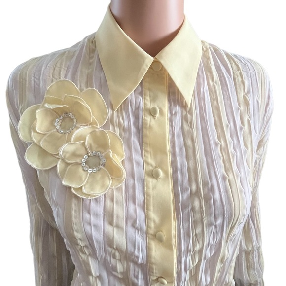 Clothing Company by Notations Vintage Long Sleeve Button Up, Yellow White | XL - Picture 6 of 16